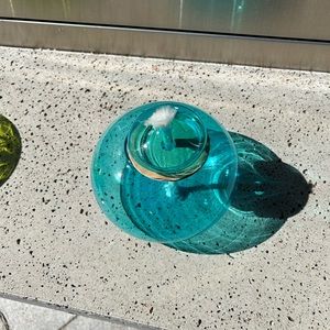 Pottery barn, colored glass oil lamps